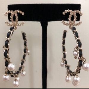 Chanel Authenthic Crystal and Pearl Earrings